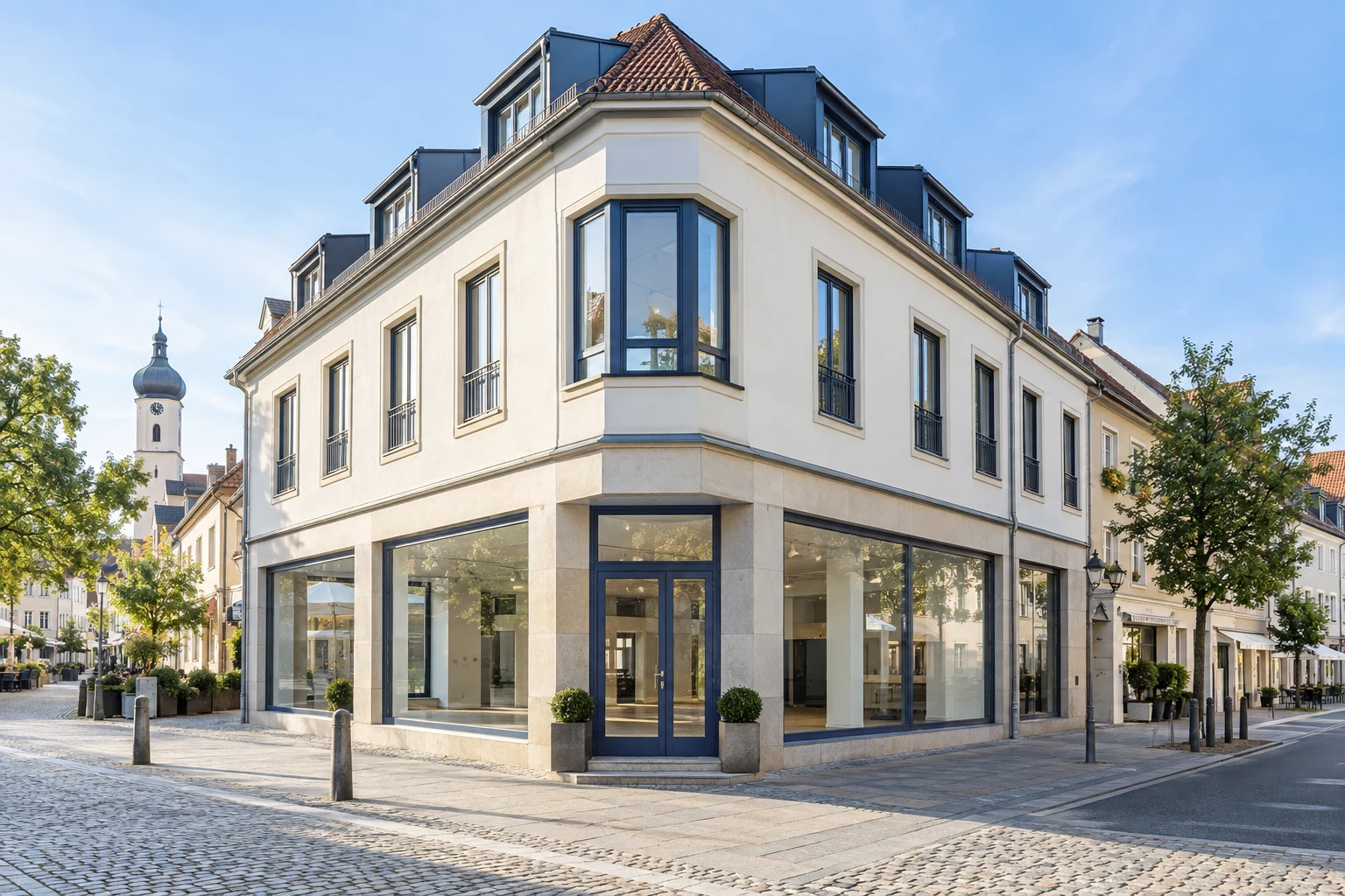 Helles Geschäftslokal in einem bayerischen Ortszentrum